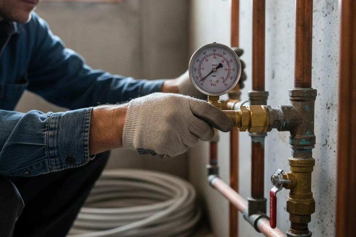 Pressure testing a repaired line during Water Line Repair in Fairbank